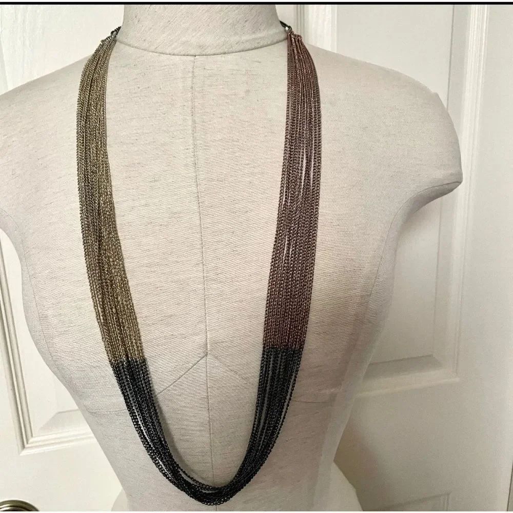 Long multi colored chain necklace